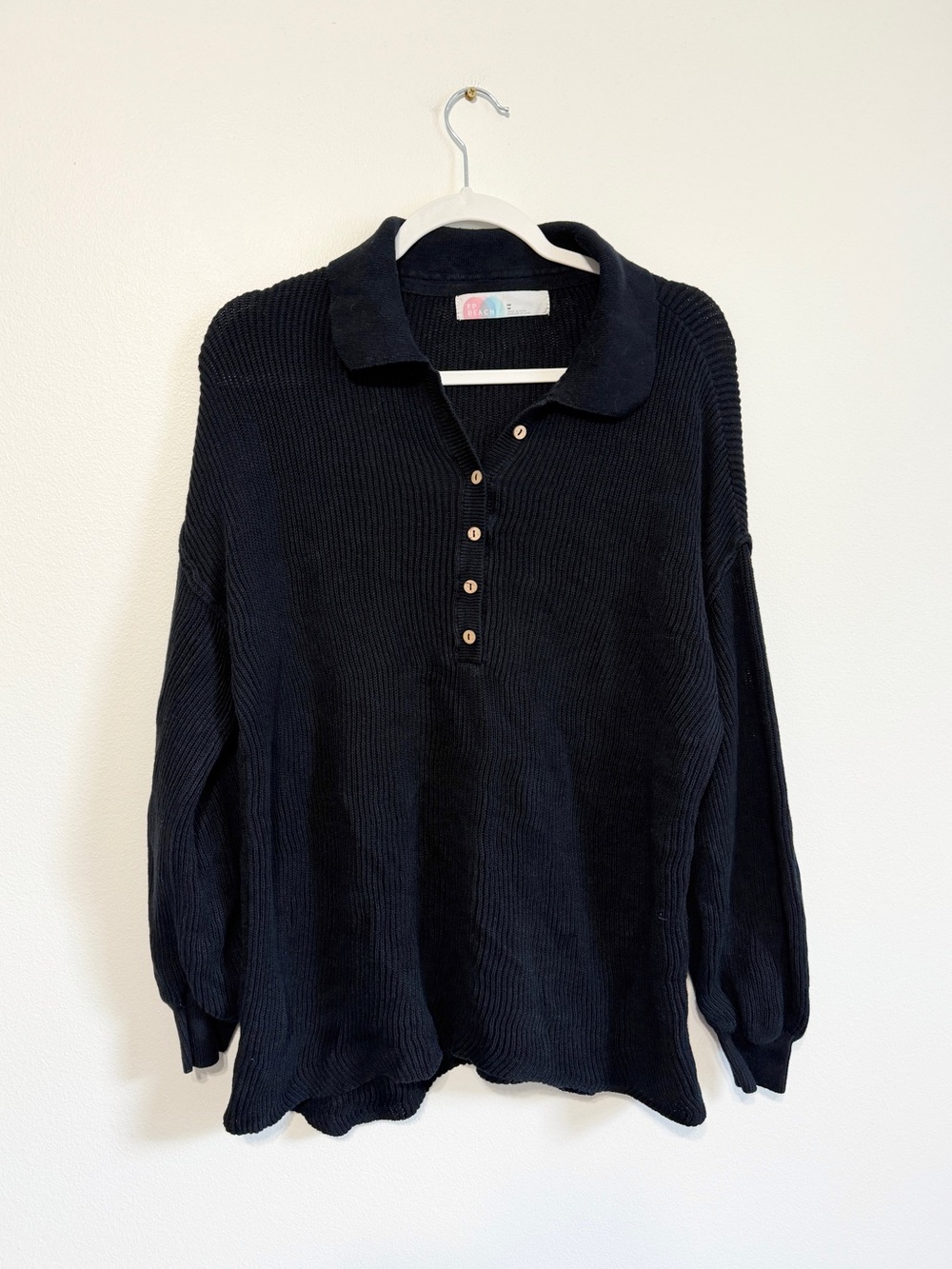 Free People Picnic Sweater Size Medium Black Beach Boho Knit